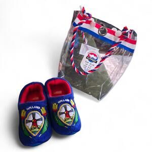 Holland Clog Slippers Wooden Shoe Slippers Blue Tulip Child Size 4/5 US